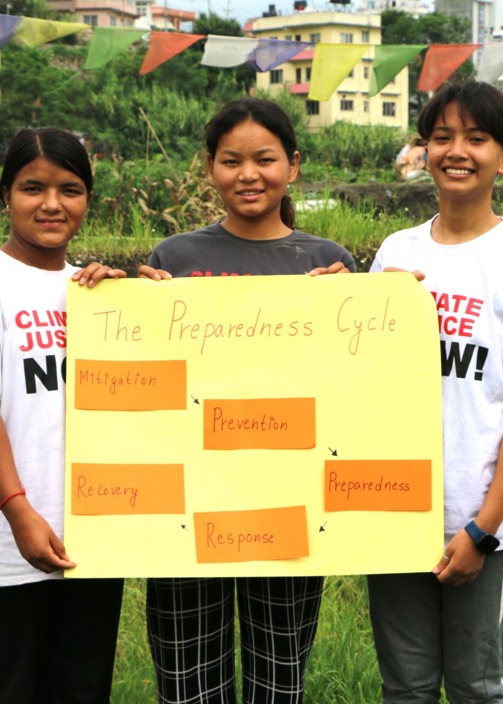 Purnika (right) and fellow youth volunteers during their disaster preparedness and resilience training in Nepal. Image: Angela Shrestha/ActionAid