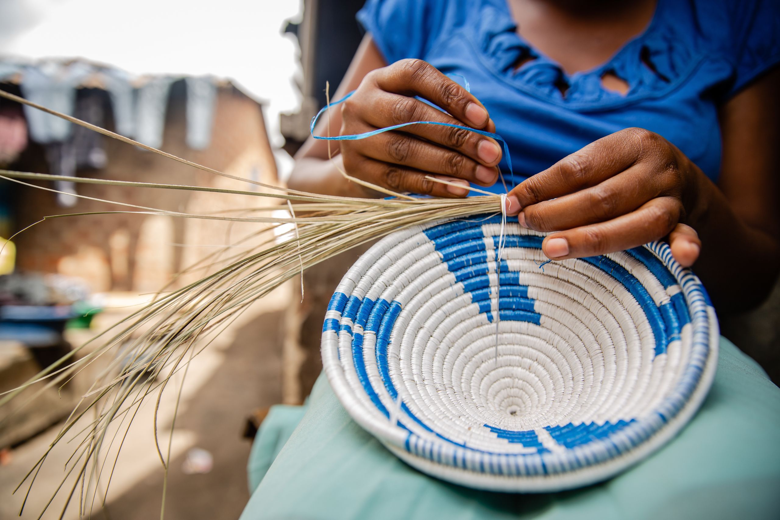 Basket weaving in Uganda as part of ActionAid's women's photography campaign
