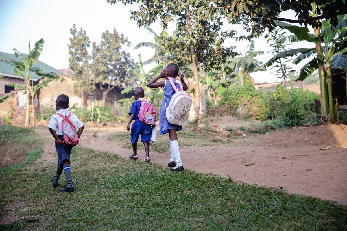 Margaret's grandchildren leave for school early morning